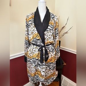 Rare Disney parks Animal Kingdom silk animal print leopard zebra short robe